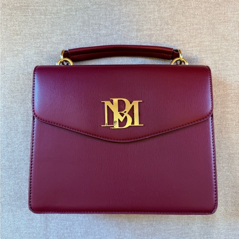 Badgley Mischka Burgundy Satchel with Gold Accent